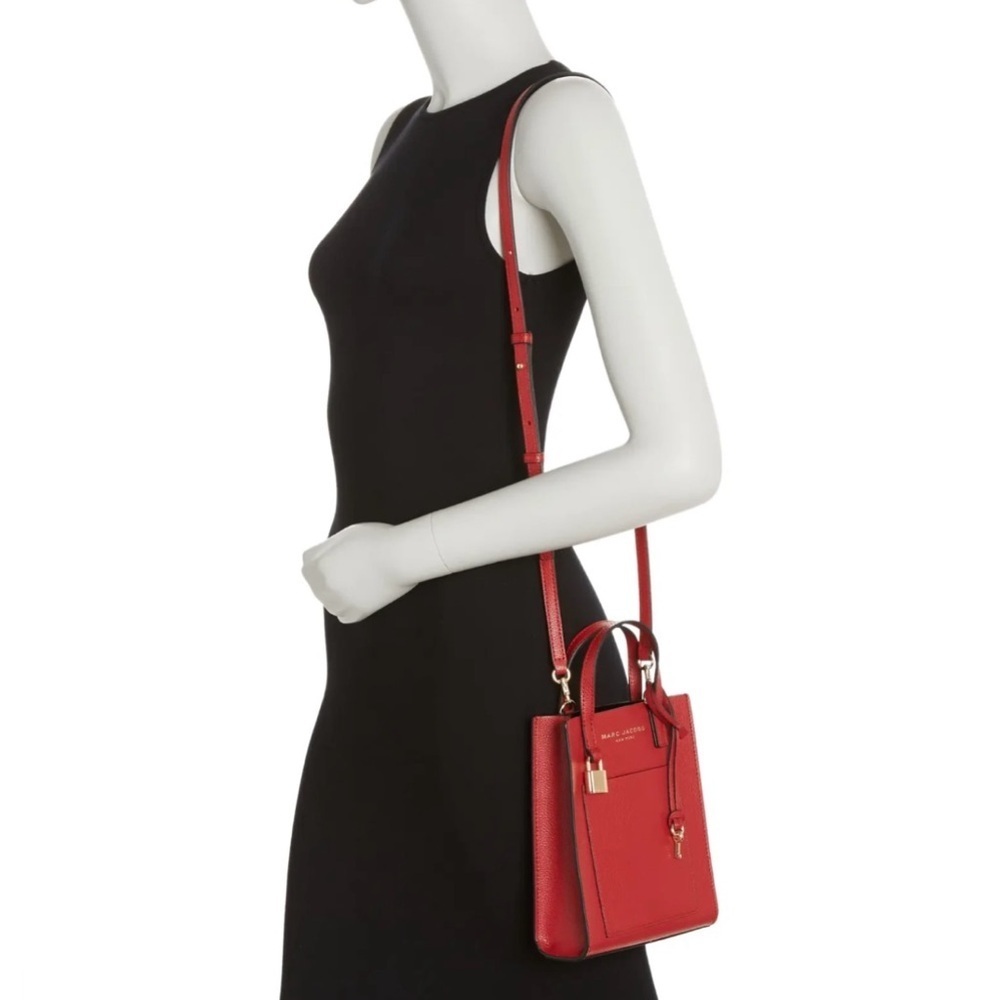 NEW! Marc Jacobs Savvy Red Leather Micro Tote Bag Crossbody Satchel - Picture 4 of 9